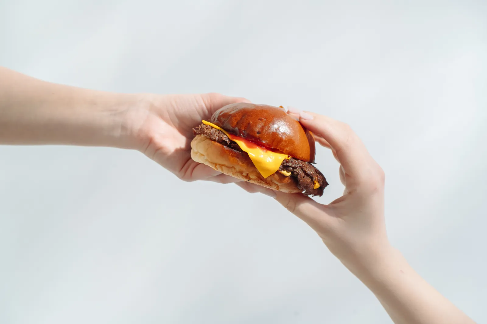 Burger LBFC ținut în mână